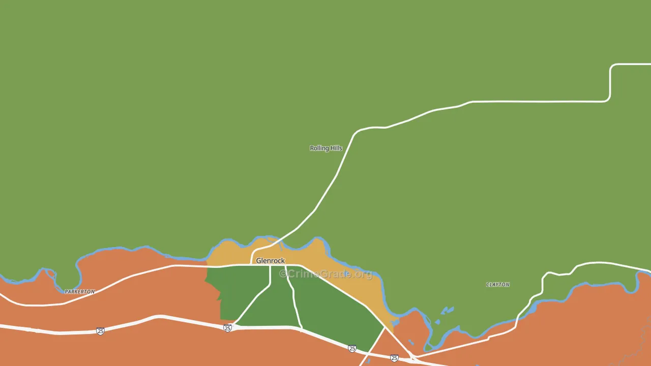 Rolling Hills, WY Map of Robbery Rates