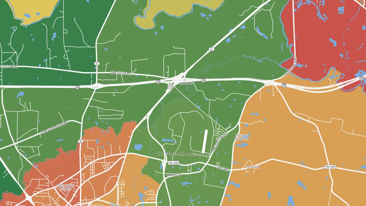 Rolling Meadows, TX Map of Robbery Rates