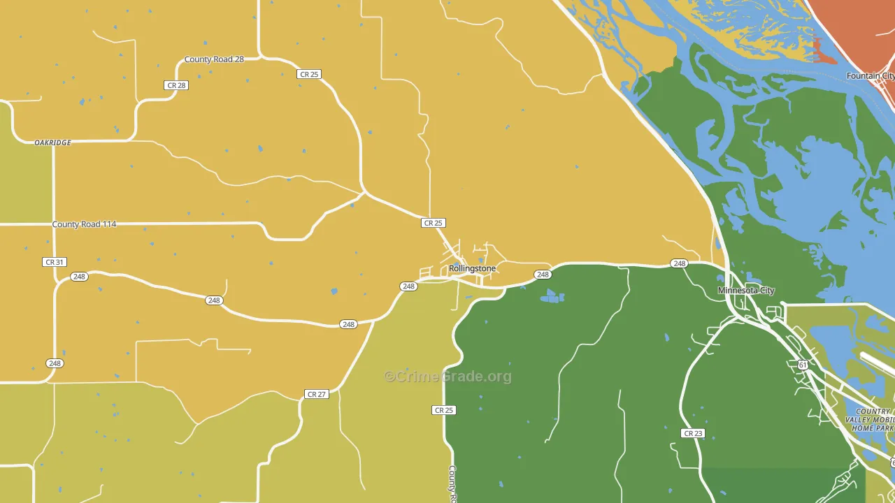 Rollingstone, MN Map of Robbery Rates