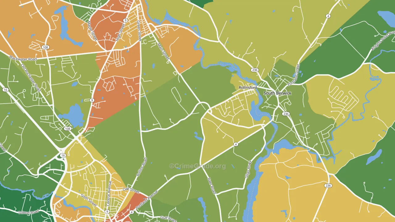Rollinsford, NH Map of Robbery Rates