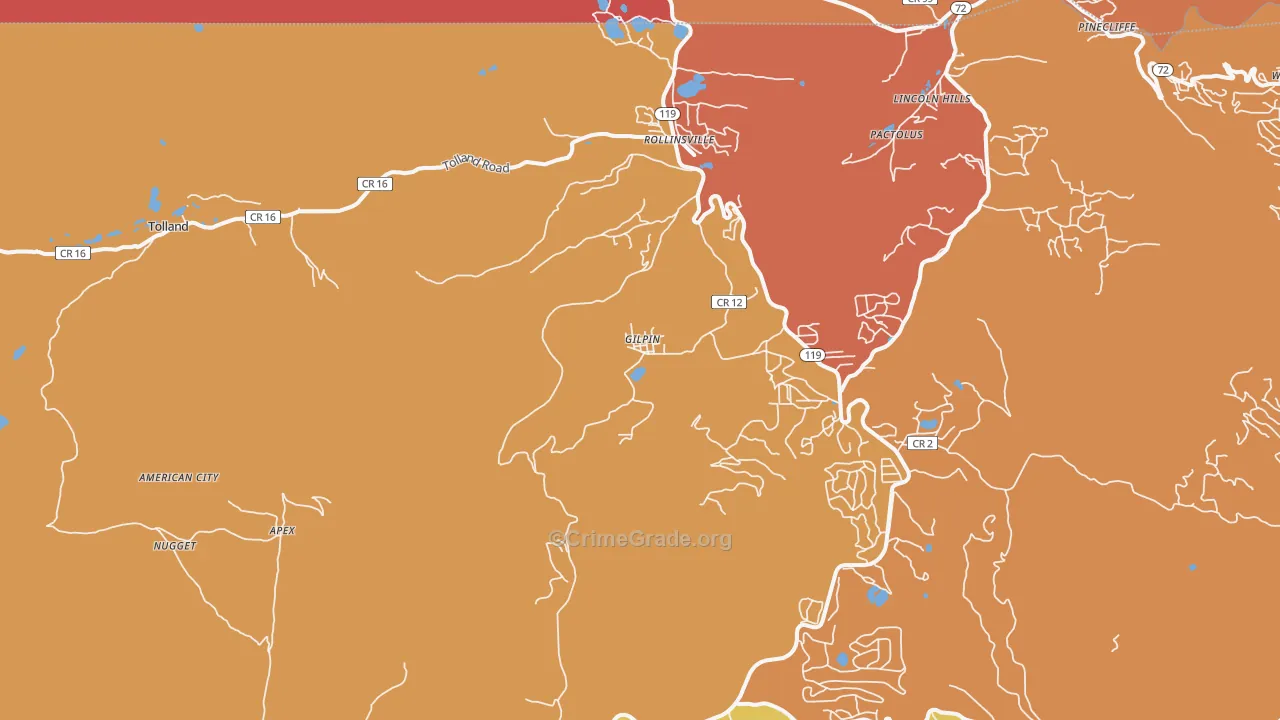 Rollinsville, CO Map of Robbery Rates