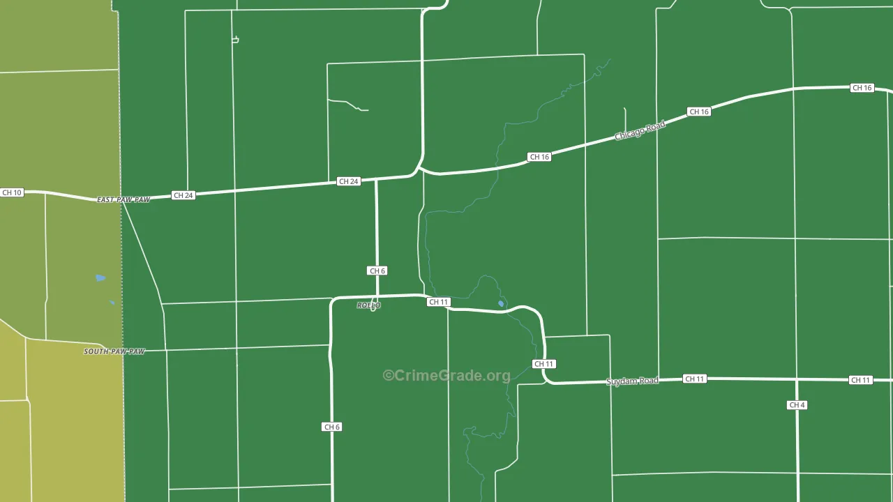 Rollo, IL Map of Robbery Rates