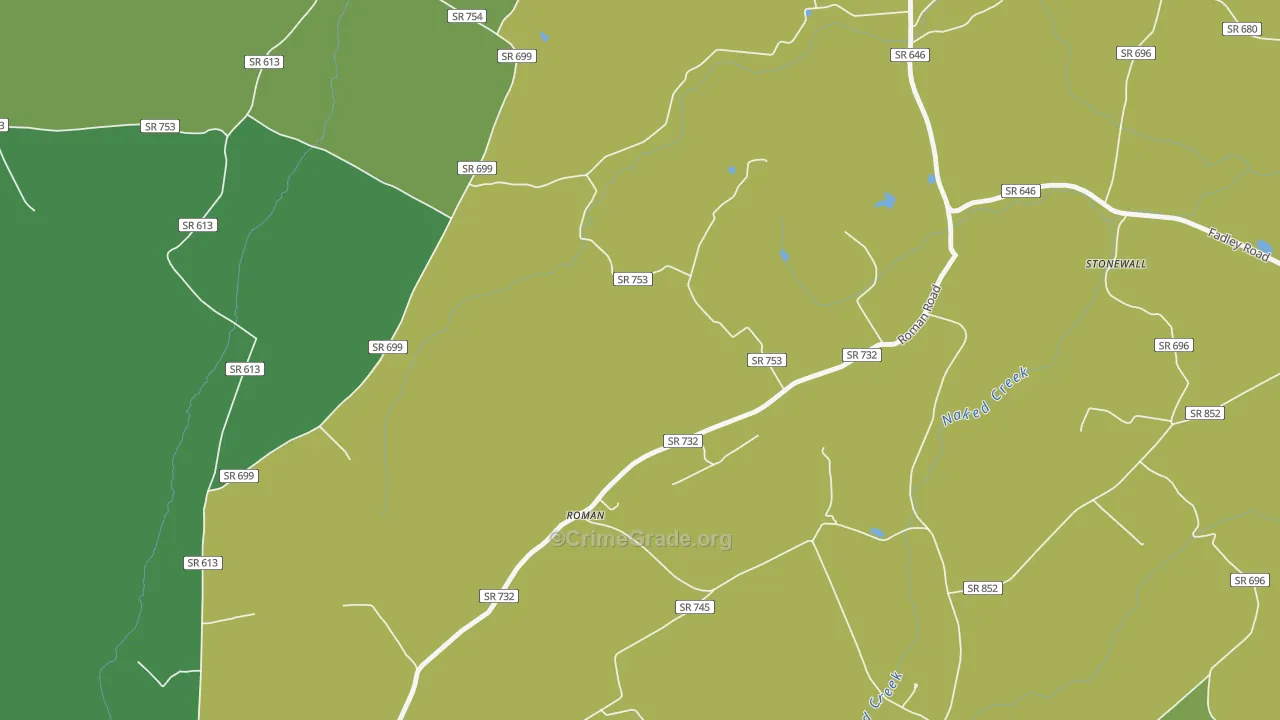 Roman, VA Map of Robbery Rates