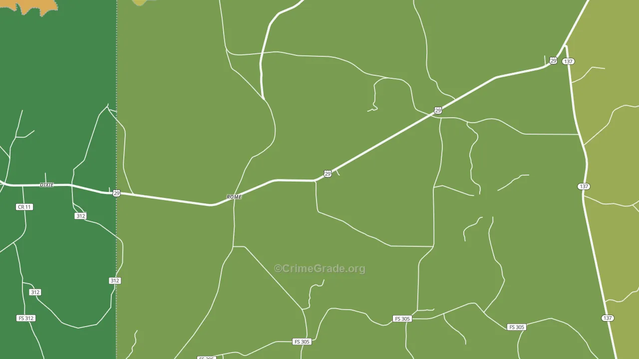 Rome, AL Map of Robbery Rates