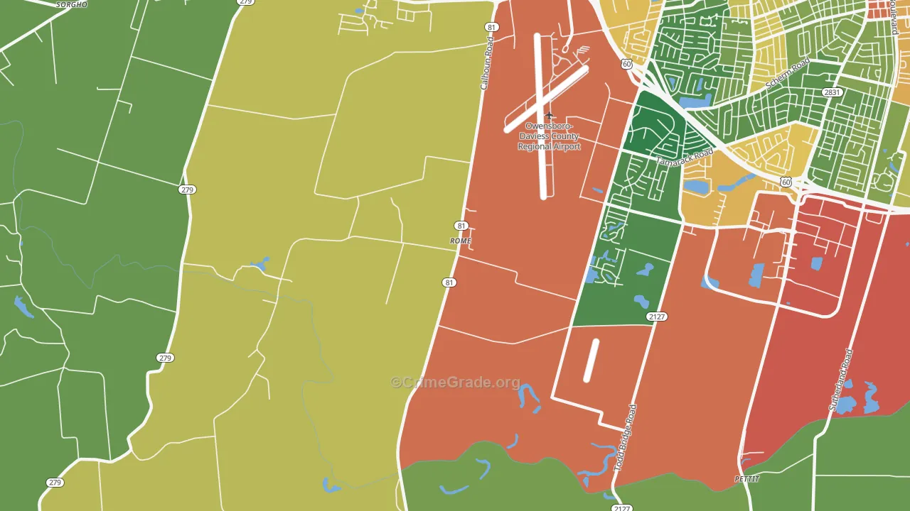 Rome, KY Map of Robbery Rates