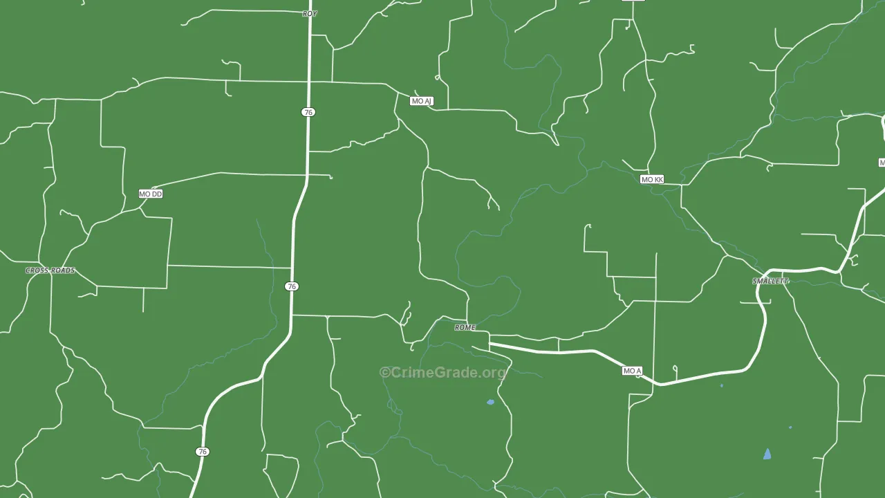 Rome, MO Map of Robbery Rates