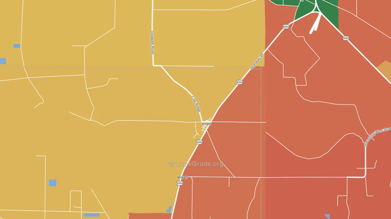 Rome, MS Map of Robbery Rates