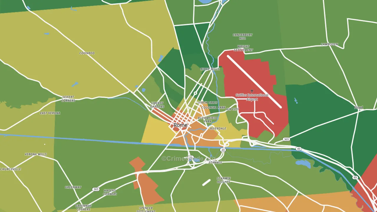 Rome, NY Map of Robbery Rates