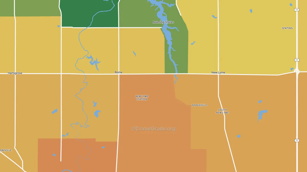 Rome, OH Map of Robbery Rates