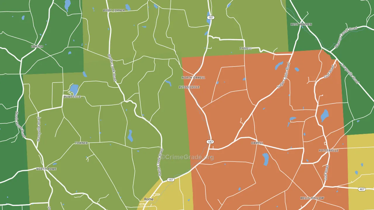 Rome, PA Map of Robbery Rates