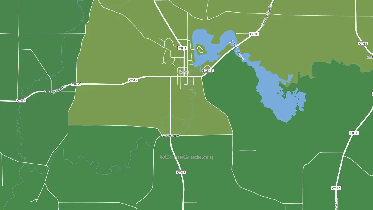 Rome, WI Map of Robbery Rates