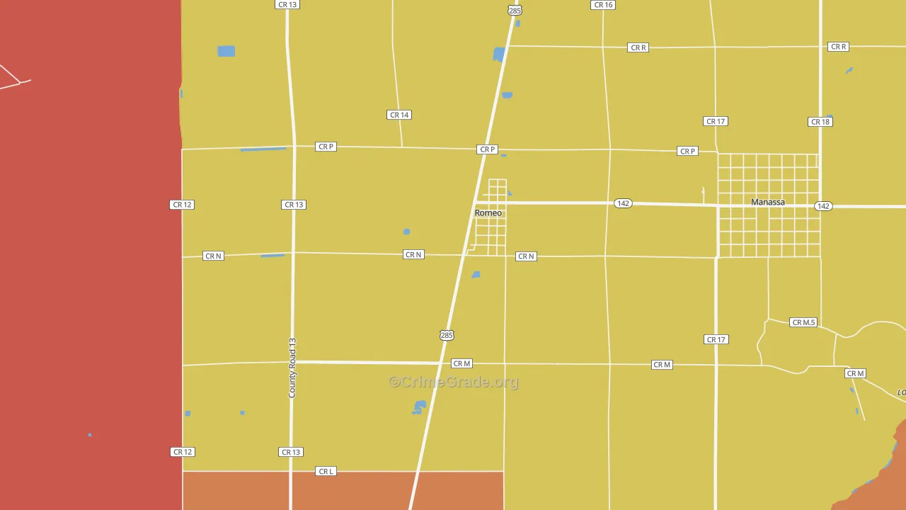 Romeo, CO Map of Robbery Rates