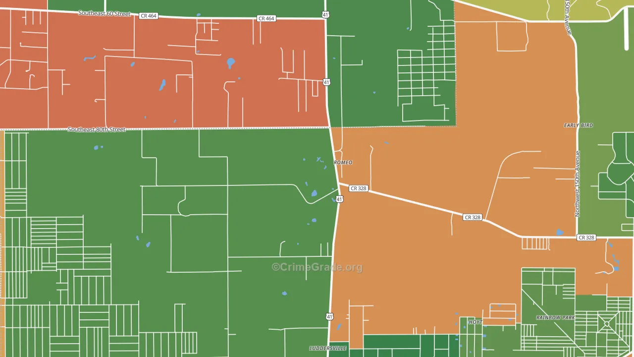 Romeo, FL Map of Robbery Rates