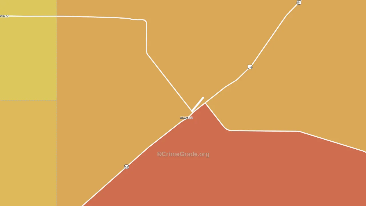 Romero, TX Map of Robbery Rates