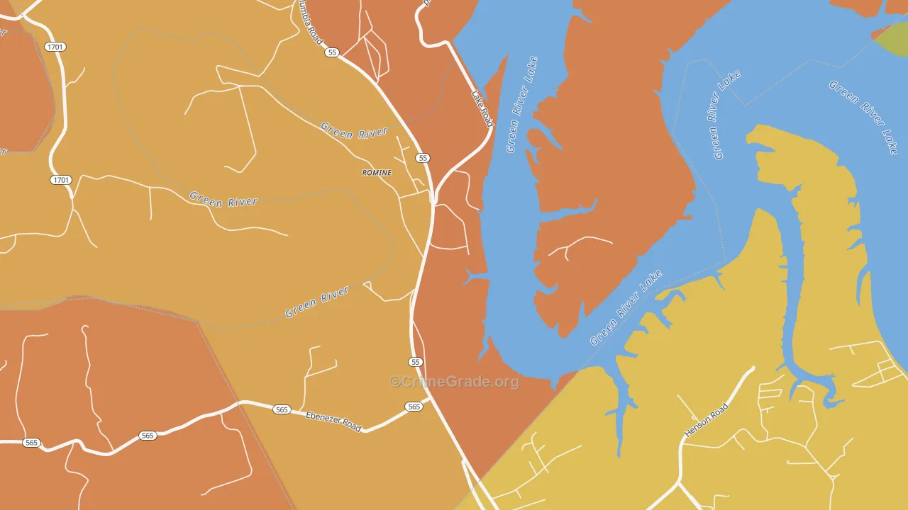 Romine, KY Map of Robbery Rates