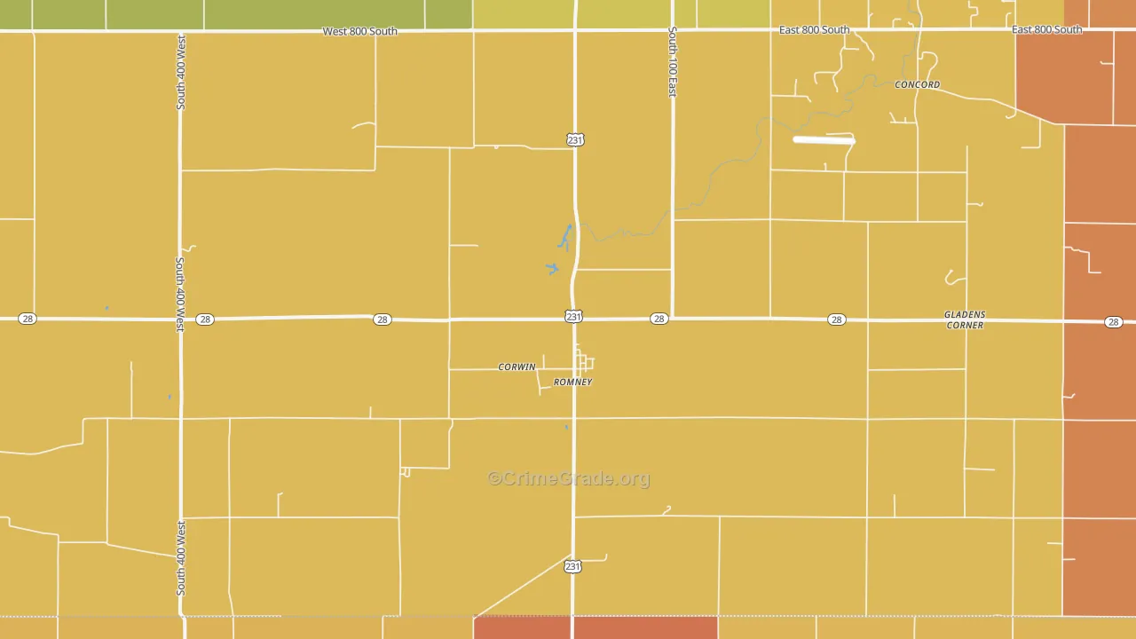 Romney, IN Map of Robbery Rates