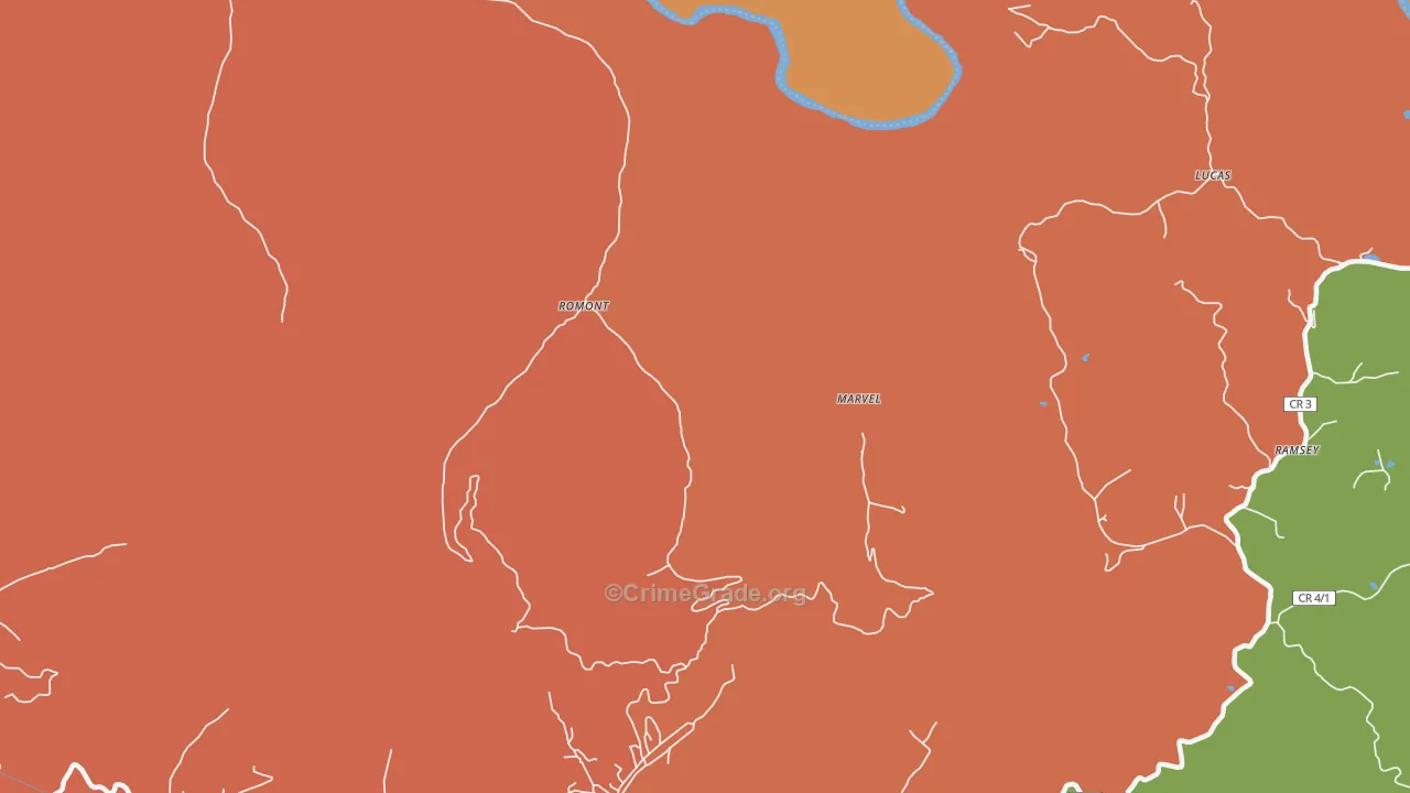 Romont, WV Map of Robbery Rates