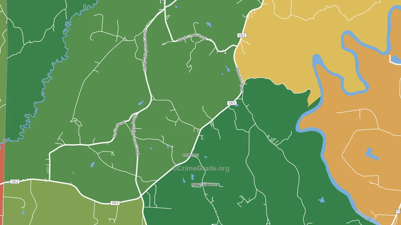 Romulus, AL Map of Robbery Rates