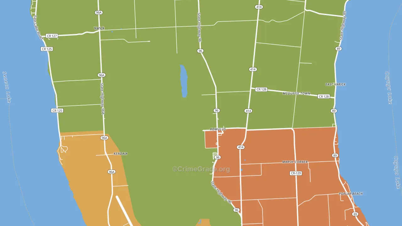 Romulus, NY Map of Robbery Rates