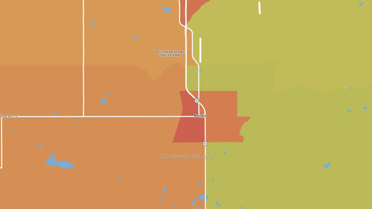 Ronan, MT Map of Robbery Rates