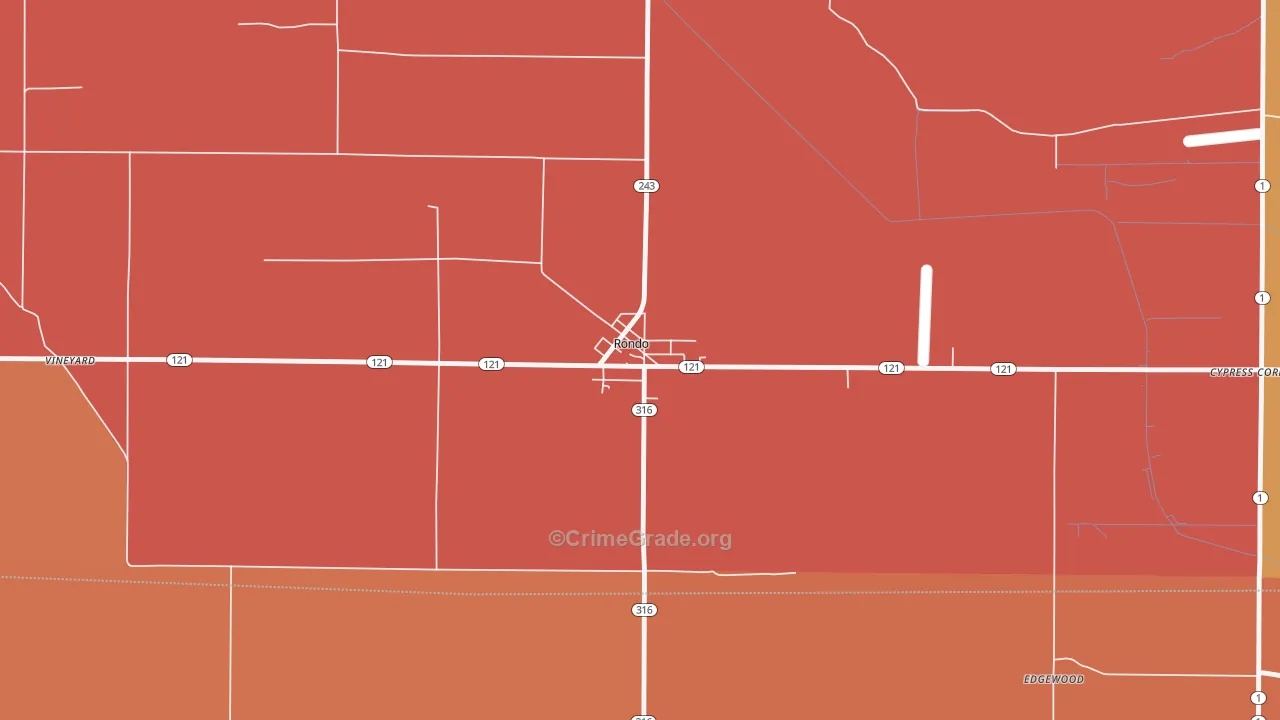 Rondo, AR Map of Robbery Rates