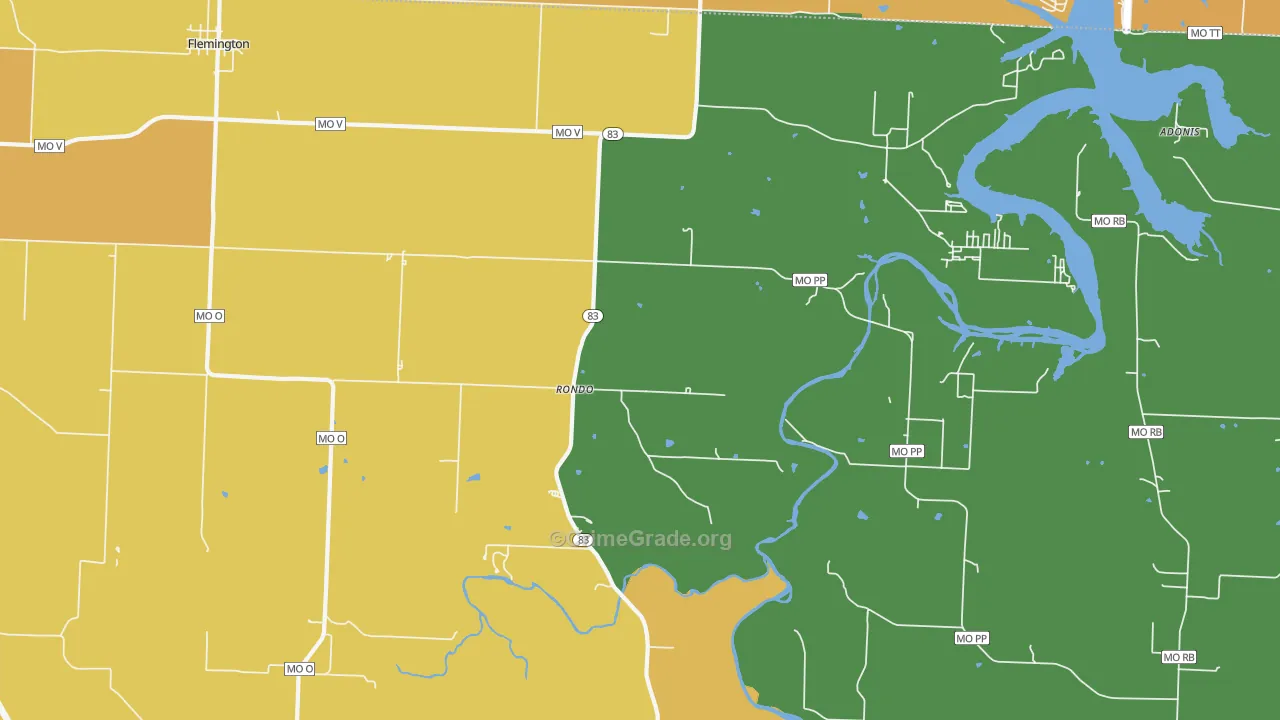 Rondo, MO Map of Robbery Rates
