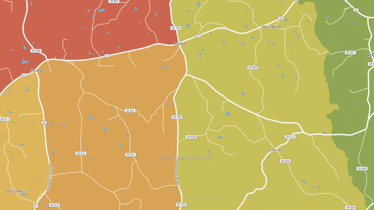 Rondo, VA Map of Robbery Rates
