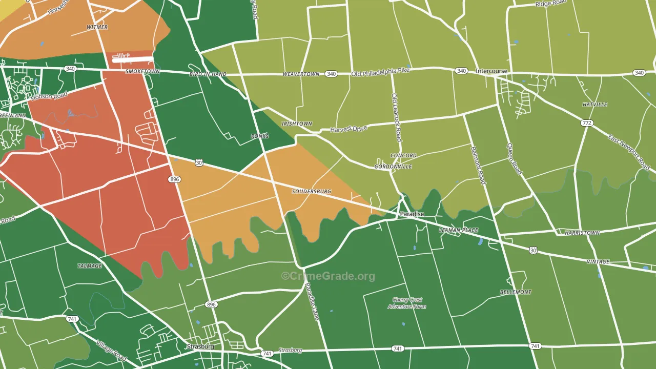 Ronks, PA Map of Robbery Rates
