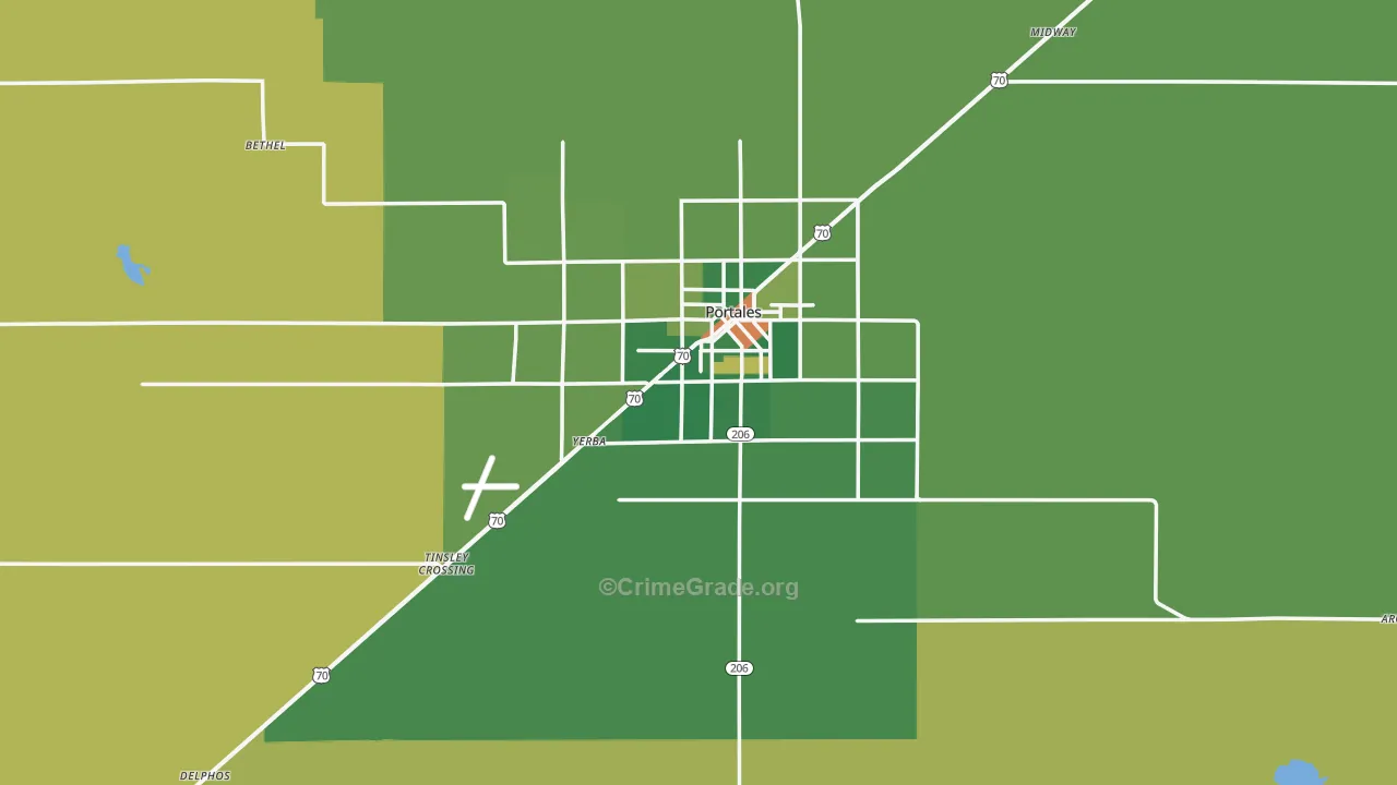 Roosevelt County, NM Map of Robbery Rates