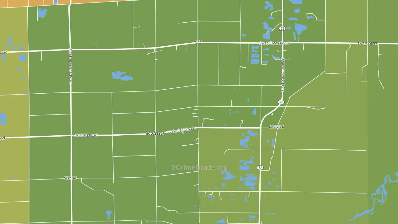 Roosevelt, MI Map of Robbery Rates