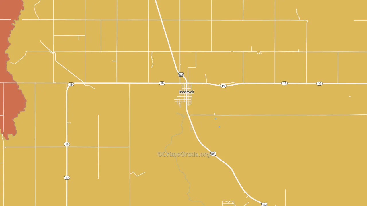 Roosevelt, OK Map of Robbery Rates