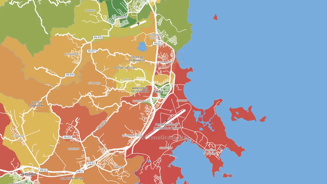 Roosevelt Roads Naval Station, PR Map of Robbery Rates