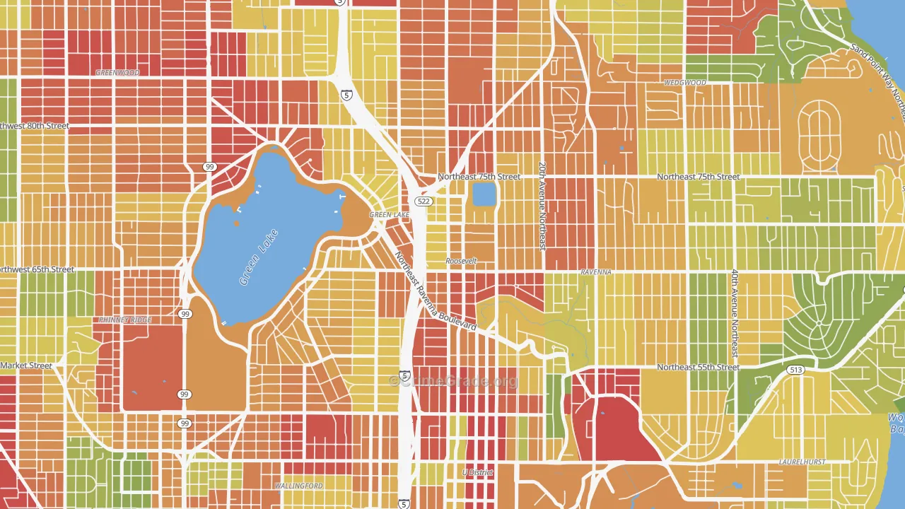 Roosevelt, Seattle, WA Map of Robbery Rates