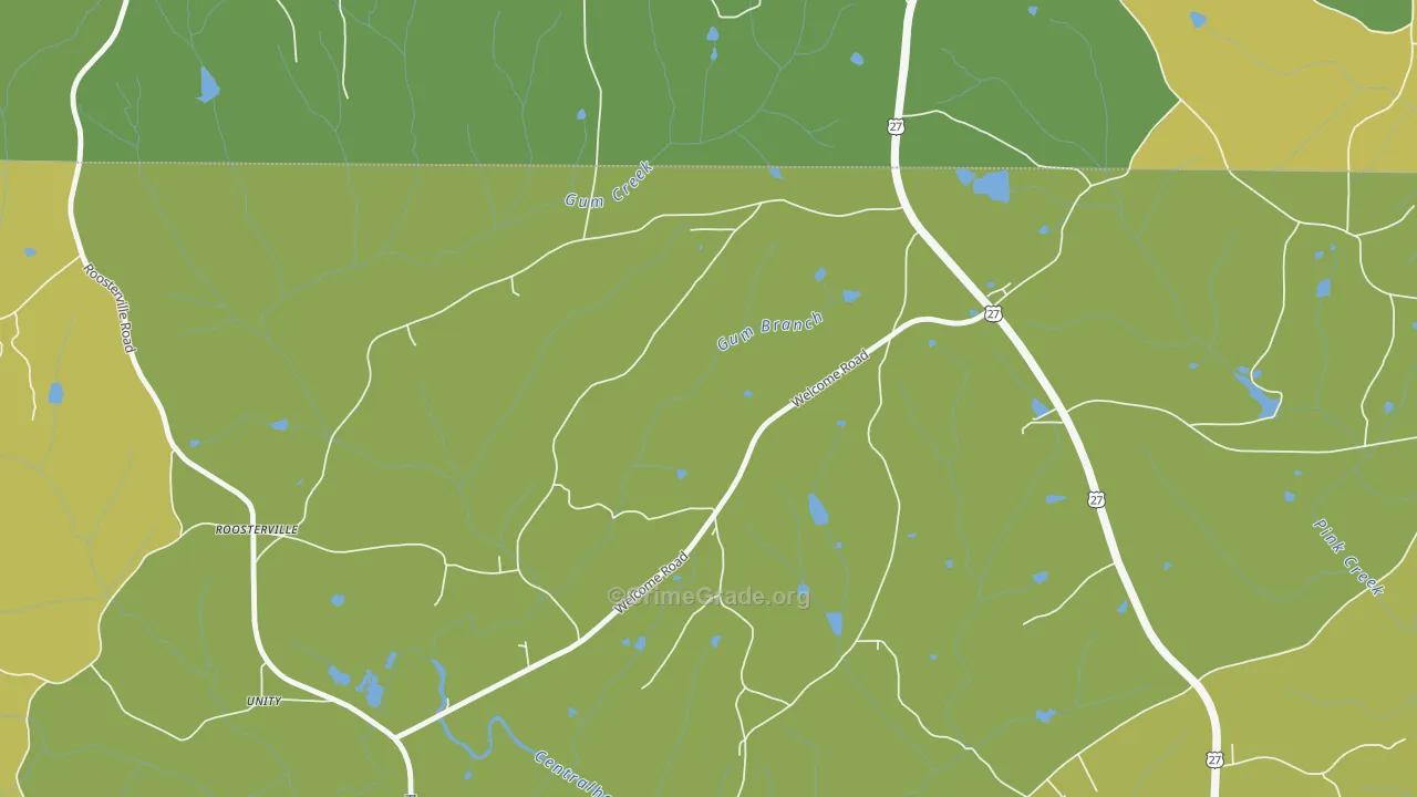 Roosterville, GA Map of Robbery Rates