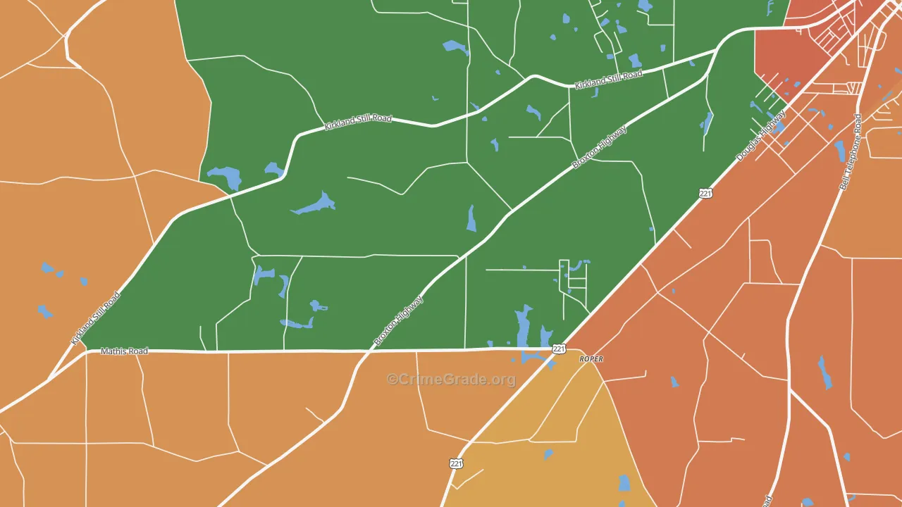 Roper, GA Map of Robbery Rates