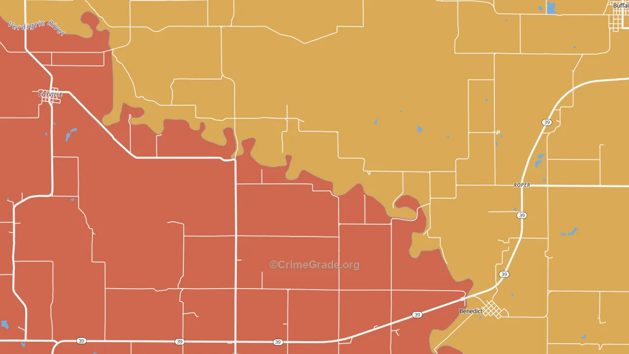 Roper, KS Map of Robbery Rates
