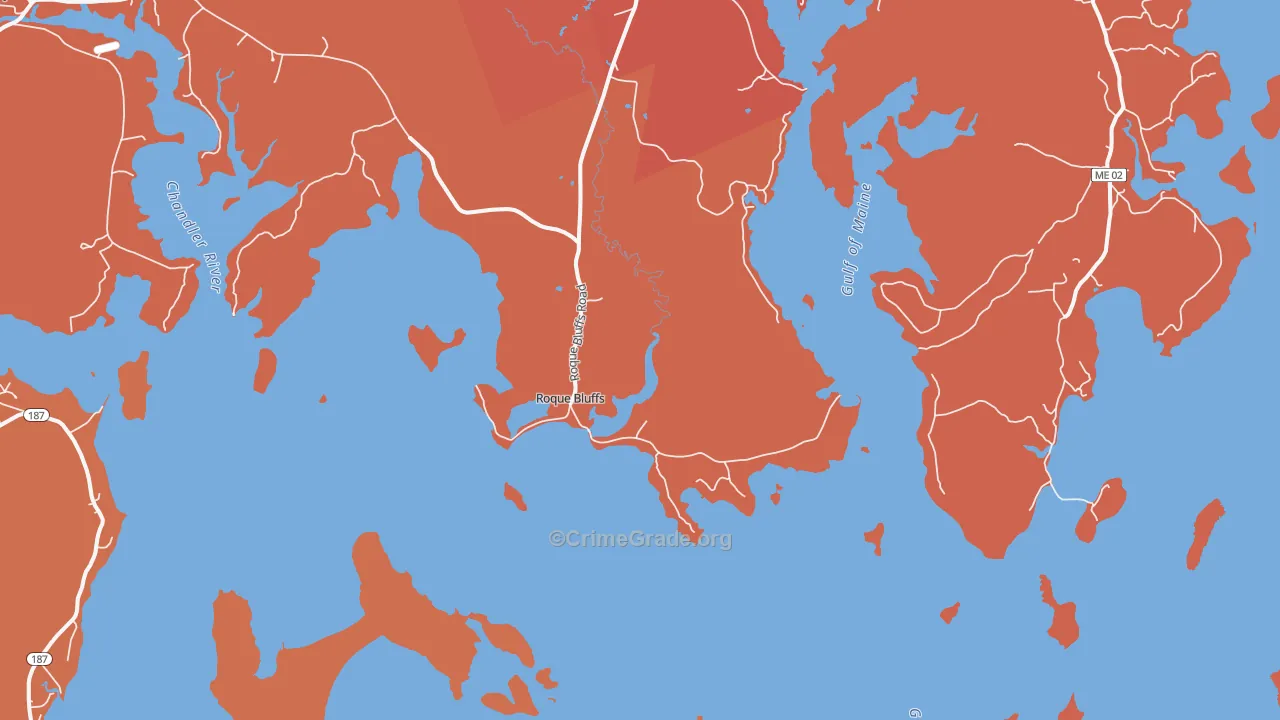Roque Bluffs, ME Map of Robbery Rates