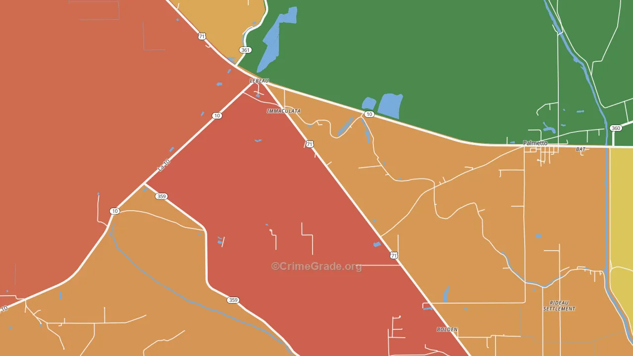 Rosa, LA Map of Robbery Rates