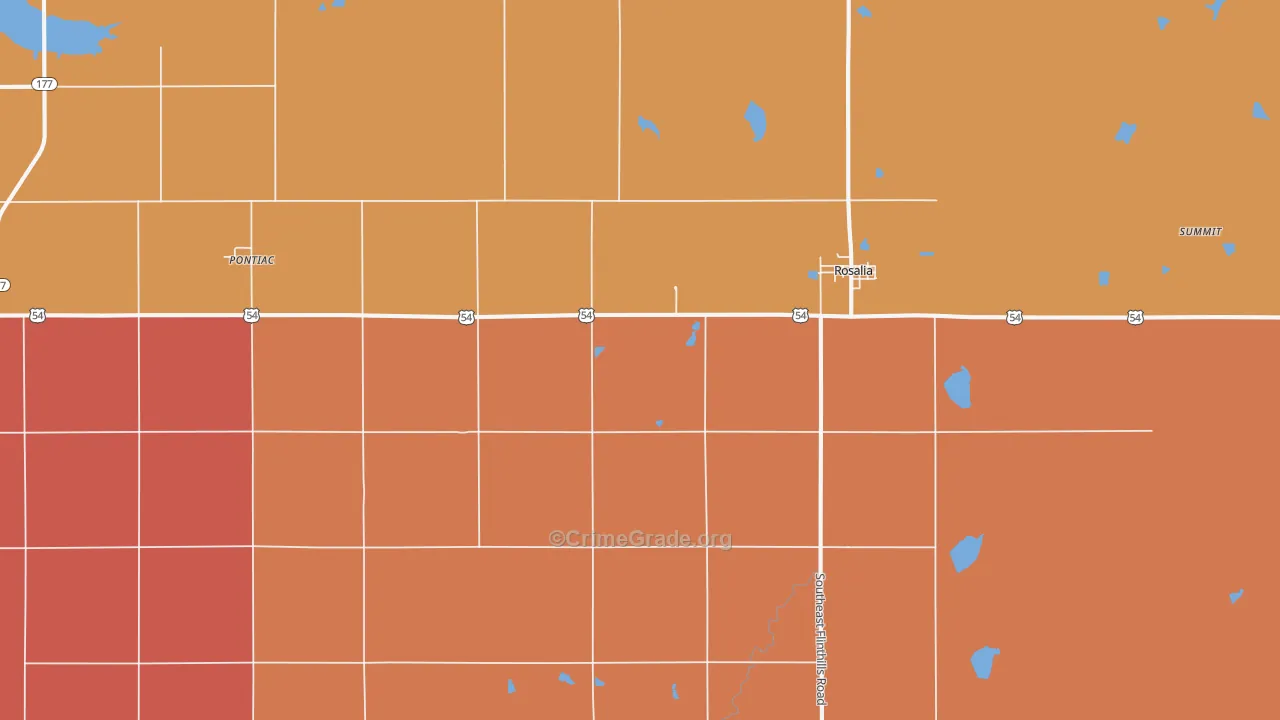 Rosalia, KS Map of Robbery Rates