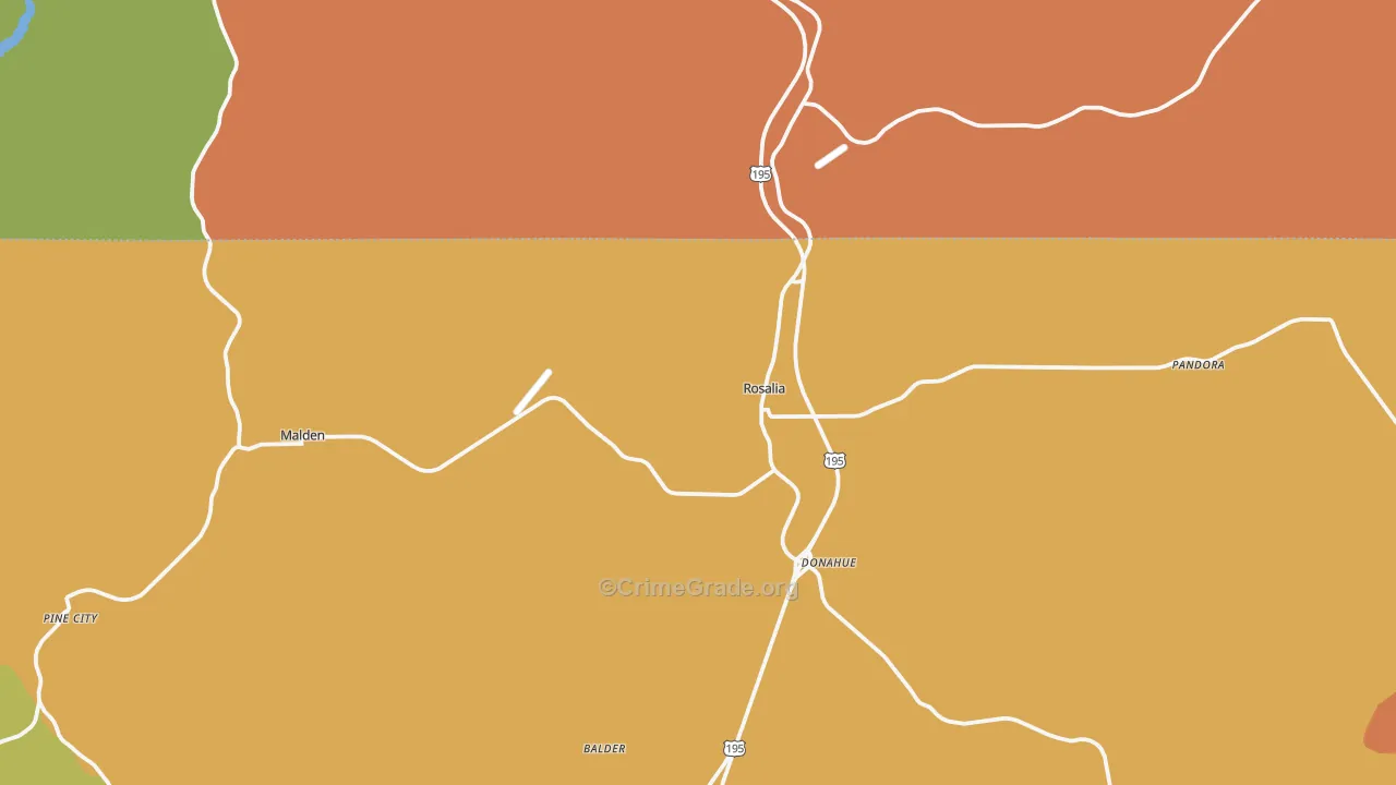 Rosalia, WA Map of Robbery Rates