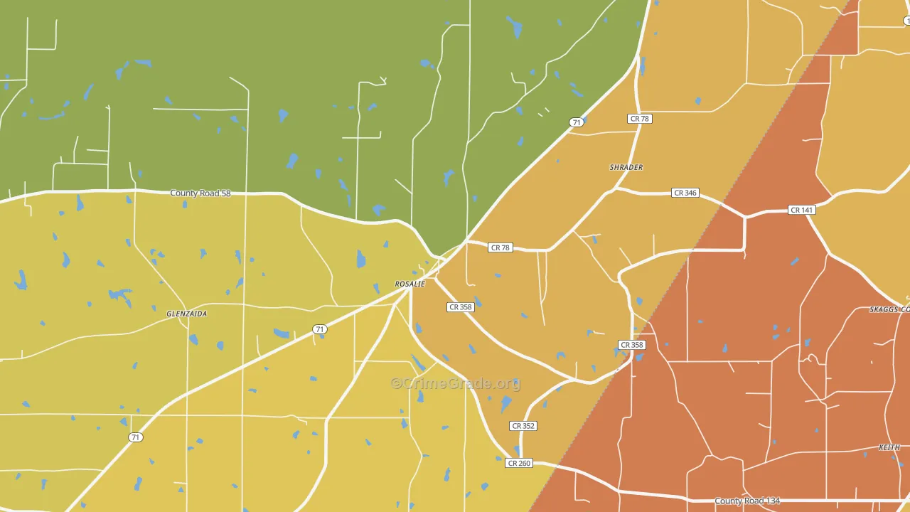 Rosalie, AL Map of Robbery Rates