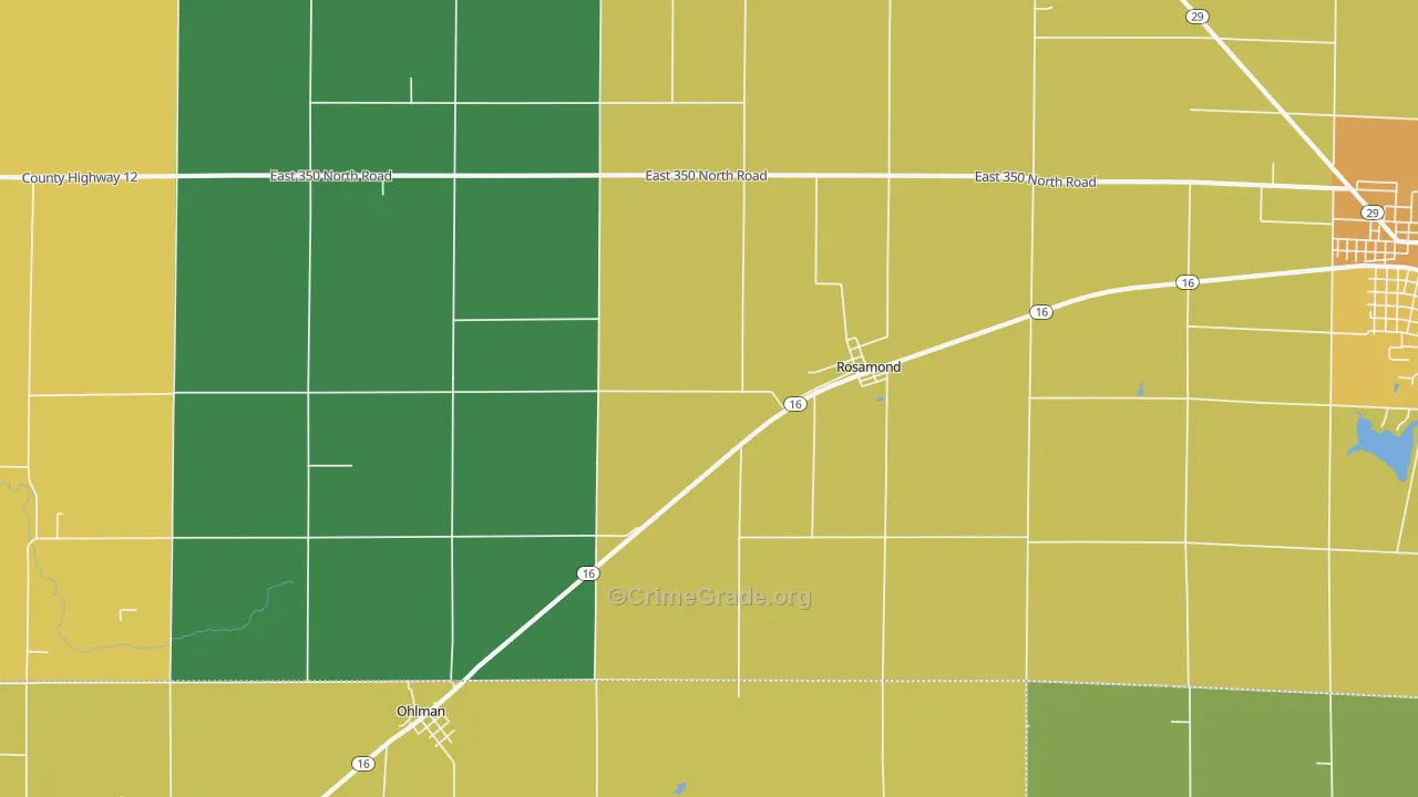 Rosamond, IL Map of Robbery Rates