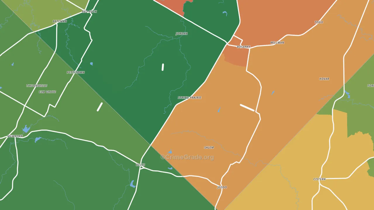 Rosanky, TX Map of Robbery Rates