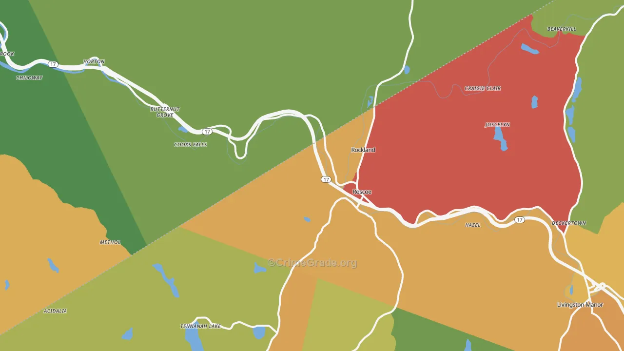 Roscoe, NY Map of Robbery Rates