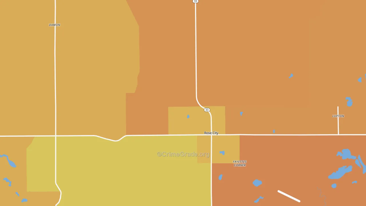 Rose City, MI Map of Robbery Rates