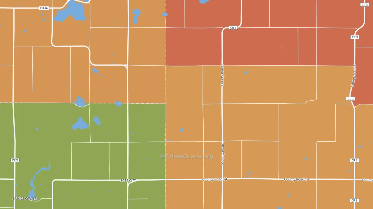Rose City, MN Map of Robbery Rates