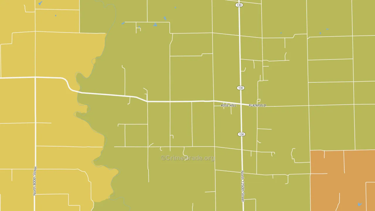 Rose Hill, IL Map of Robbery Rates