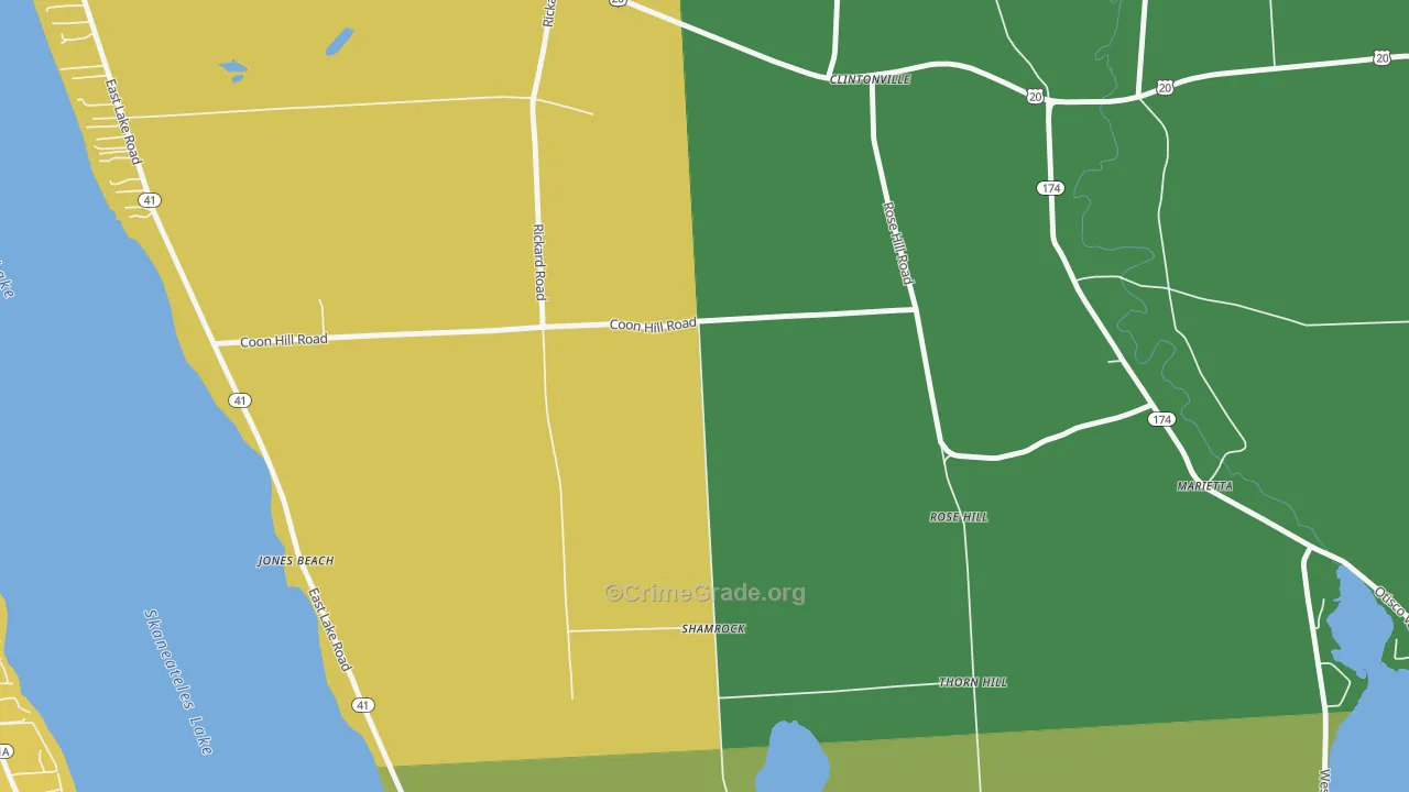 Rose Hill, NY Map of Robbery Rates