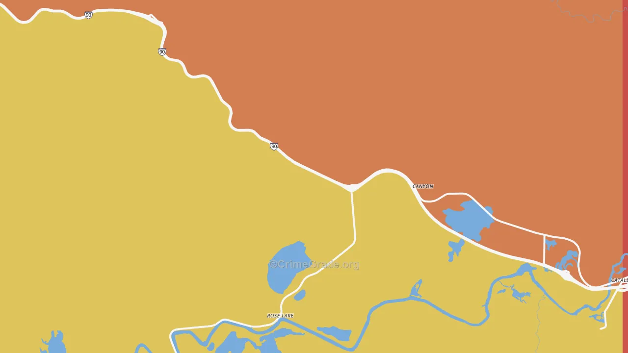 Rose Lake, ID Map of Robbery Rates