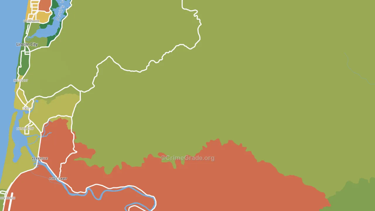 Rose Lodge, OR Map of Robbery Rates